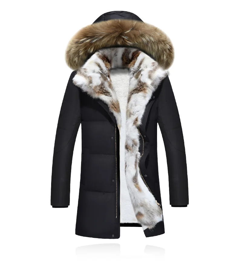 Мужской теплый пуховик с воротником из меха кролика размеры до 5XL|snow men jacket|winter