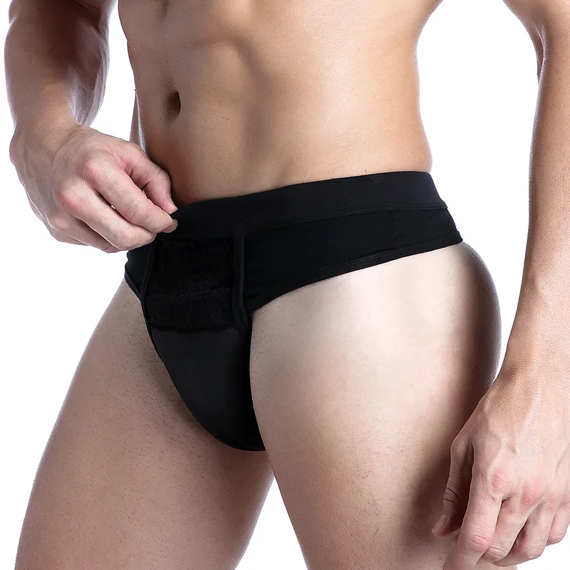 Black Transgender Camel Toe Lace Thongs Fake Vagina Pants For Crossdresser Shemale Hiding JJ Control Caff Underwear - Цвет: Black