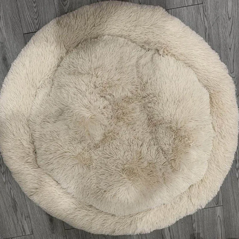Beige Теплая Флисовая кровать для собак, 4 размера, Круглый лежак для домашних животных, Tyteps, подушка для средних и больших собак и кошек, зимний собачий питомник, коврик для щенков, кровать - Цвет: Beige