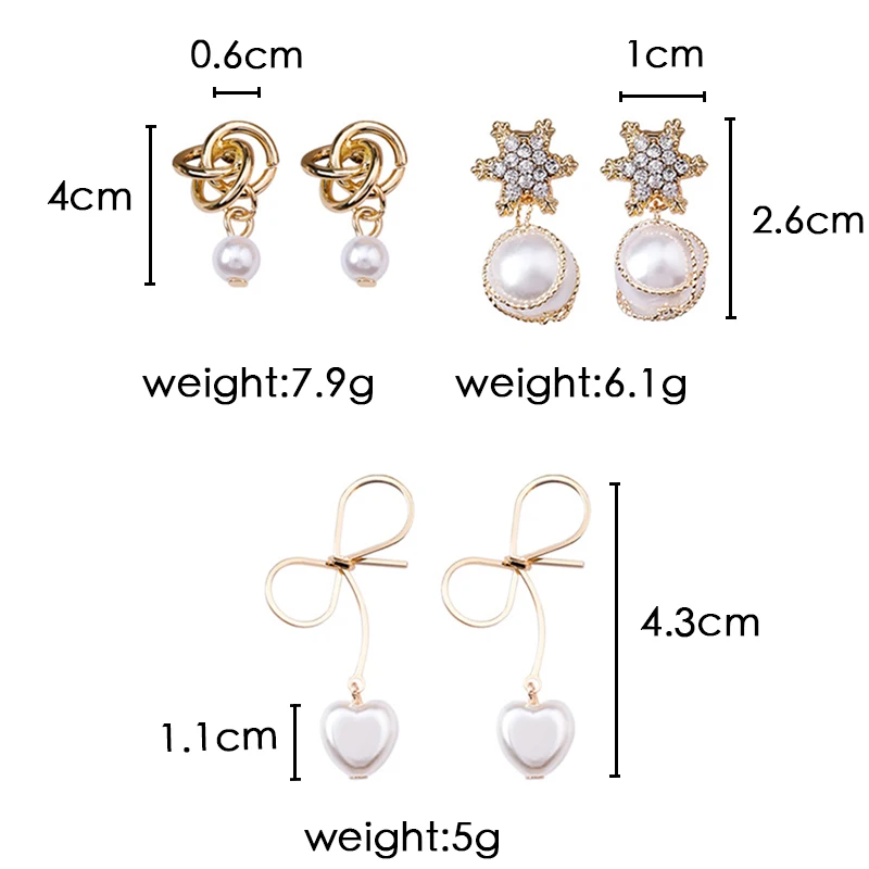 GWACC Fashion Heart Pearl Drop Earrings For Women Natural Freshwater Knot Metal Crystal Snowflake Jewelry | Украшения и