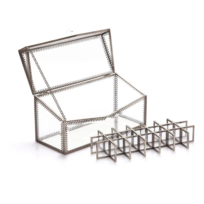 AF Retro Makeup Cotton Stroage Case Multifunctional Bronze Lace Dustproof Transparent Glass Cosmetic Box C218-5 | Дом и сад