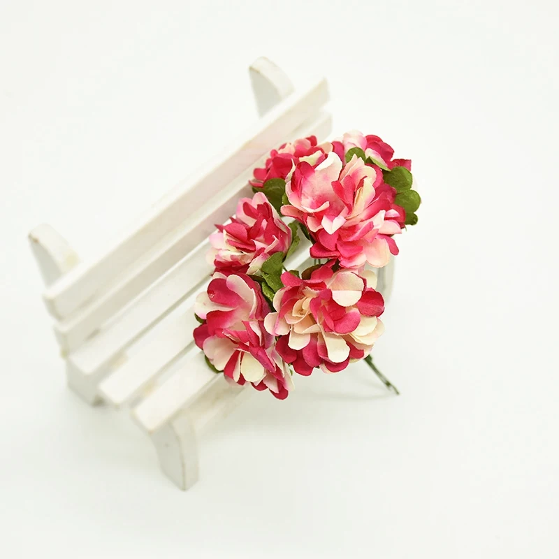 rose red 6 шт. дешевые поддельные бумажные розы цветы diy рукоделие гирлянда Подарочная коробка искусственные цветы для свадьбы дома Новогоднее украшение - Цвет: rose red