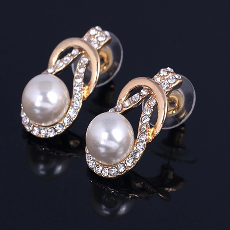 Classic retro pearl ladies fashion necklace set earrings gold pendant simple hot sale birthday jewelry 2019 new | Украшения и