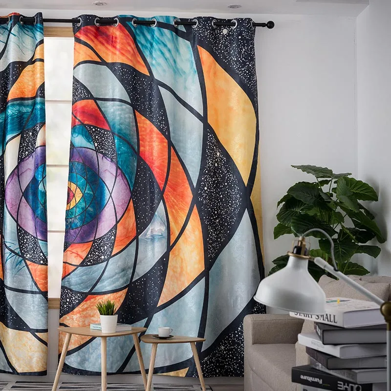 Геометрические круглые 3D светонепроницаемые занавески для гостиной спальни