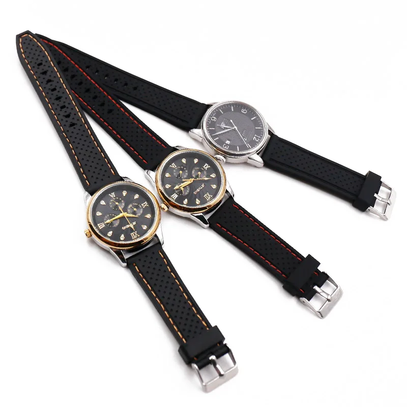Men's silicone strap buckle 20mm22mm24mm watch accessories sports waterproof stitching rubber strap women watch men band