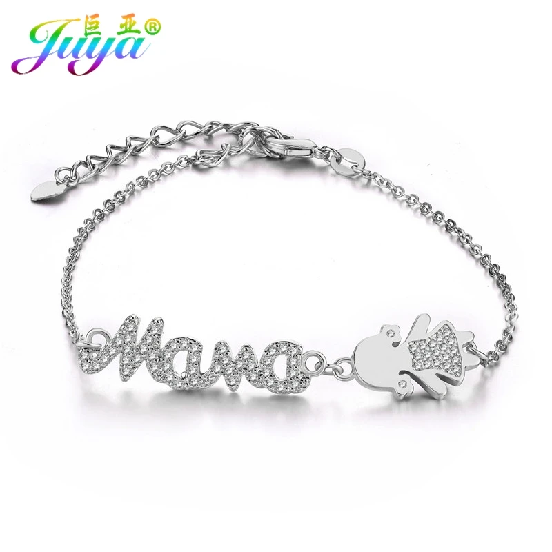 White Gold Juya, женские браслеты ручной работы, товары для мамы+ мальчика+ девочки, звенья цепи, браслеты для ручной работы, подарок на день матери и дочери, ювелирные изделия - Окраска металла: White Gold