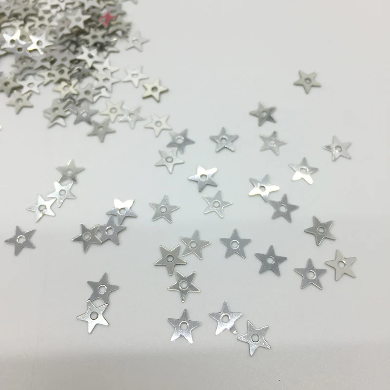 

LNHOME 50g/Lot 5mm Silver Star Sequins Small Flake PVC Paillette Halloween Hole Sequins Sewing Loose Flat Christmas Sequins