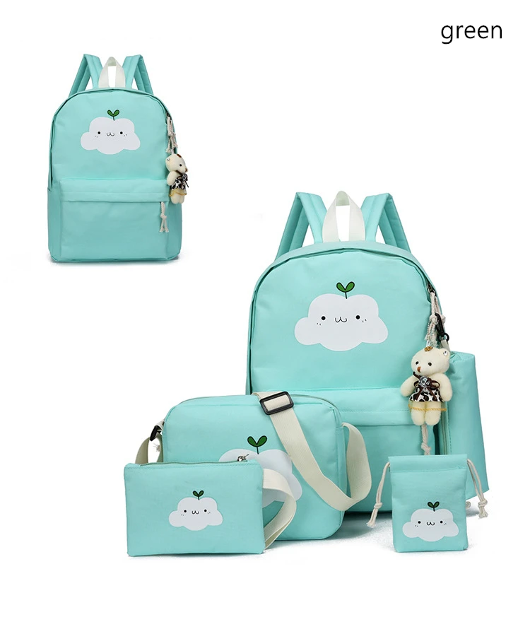 Women canvas backpacks 5pcs/Set school backpack for teenagers fashion female backpack Rucksack school bags women