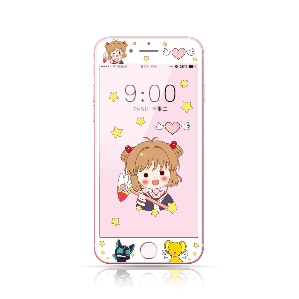 3D углеродное волокно мультфильм Закаленное стекло пленка для iPhone 6 6s 7 8 Plus Kitty Doraemon мышь Кумамон защитный экран протектор - Цвет: M127