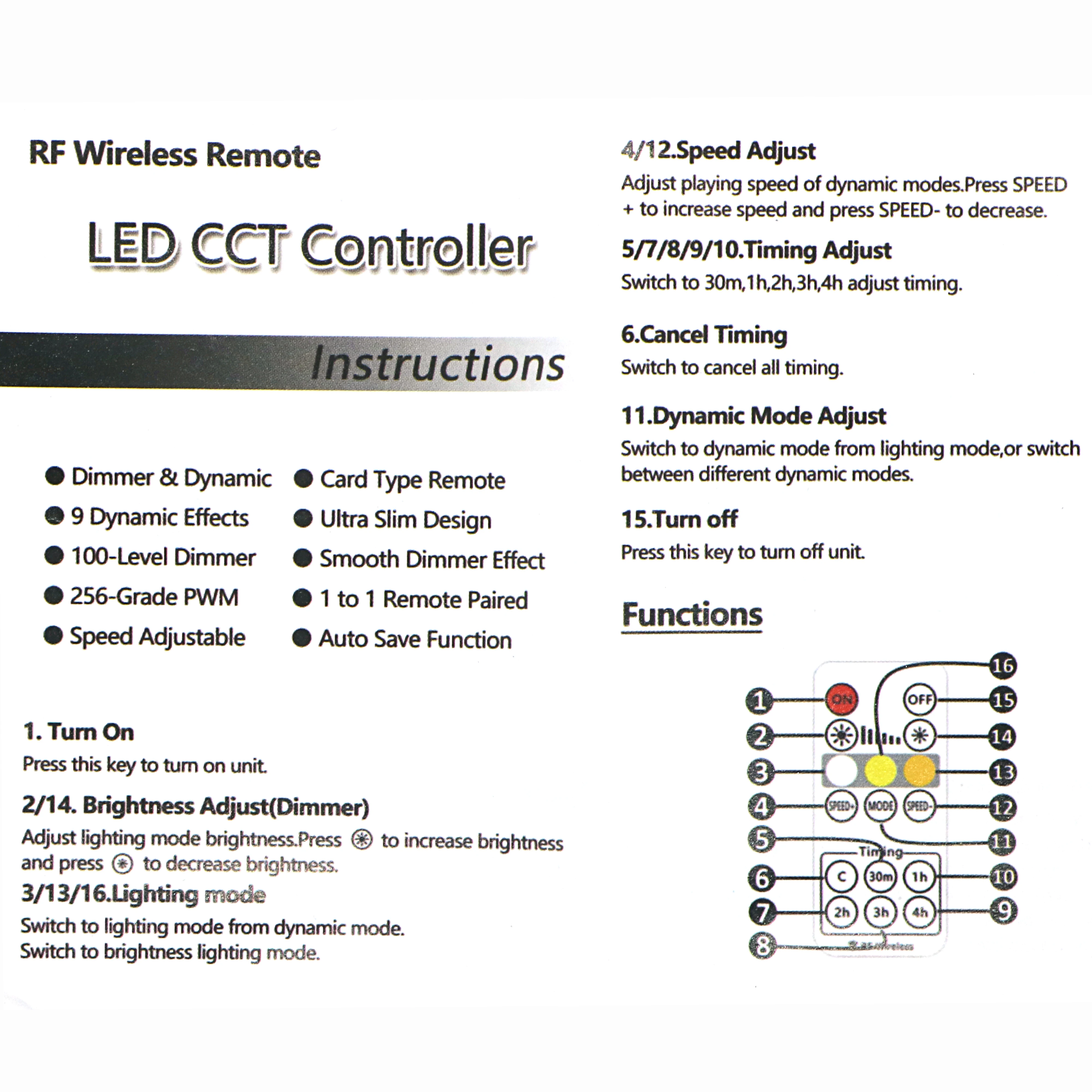 SZYOUMY 1 шт. 16 клавиш Led CCT пульт дистанционного управления таймером 16key RF