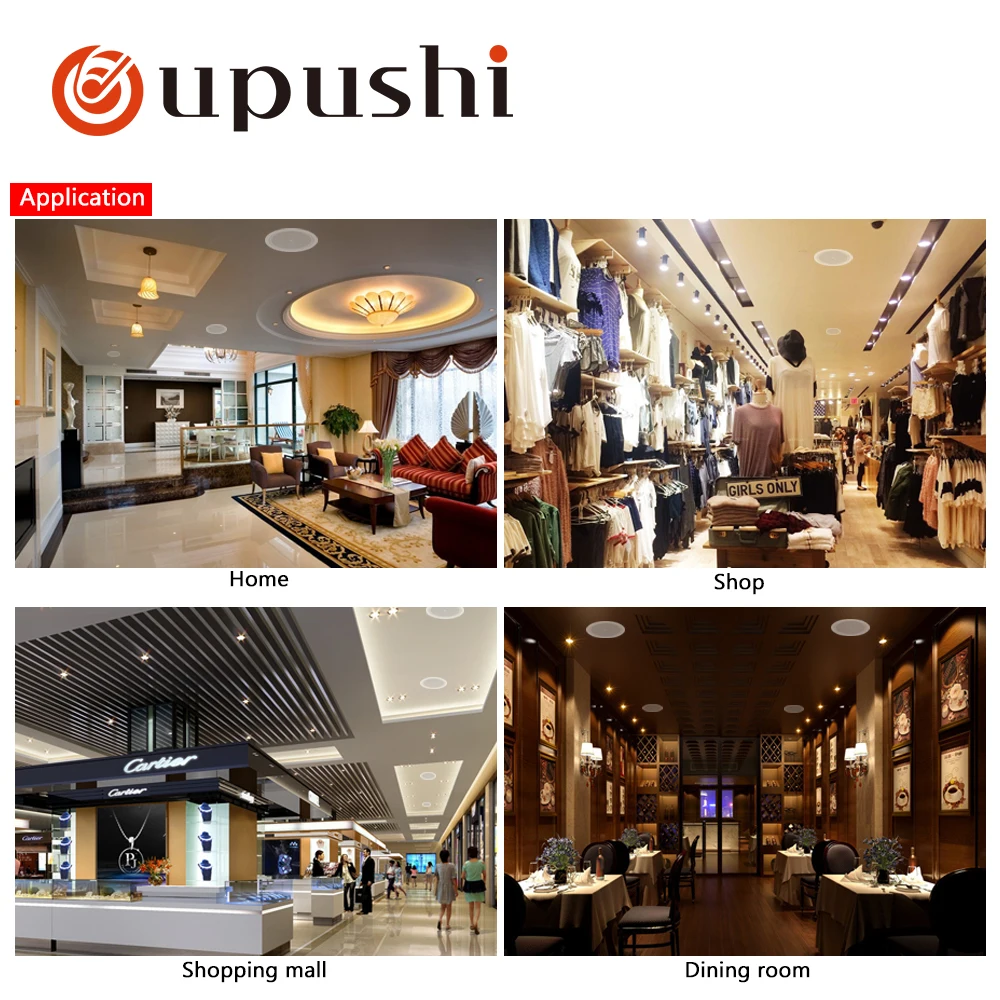 

Oupushi MP-2050U 50W Mini Power Amplifier With Ceiling Speaker CE502 3-10W Package For Background Music System