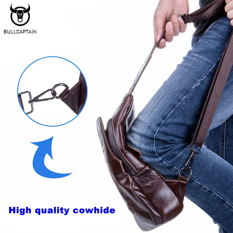 Мужская сумка BULLCAPTAIN из натуральной кожи повседневная для путешествий на груди