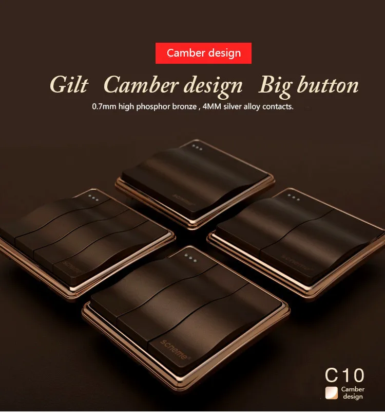 Новый Большой кнопочный переключатель 3 банды 2 пути настенный выключатель света