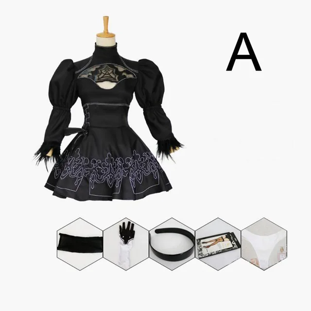 Костюм для косплея 2B NieR:Automata YoRHa No.2 Тип B черный костюм Nier Automatas 6 комплектов|dress