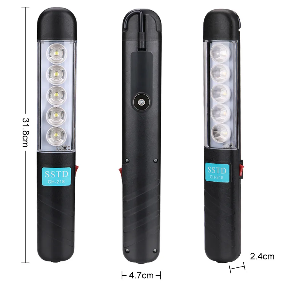 Портативный 5 LED Перезаряжаемый рабочий свет магнит фонарик Фонарь Лампа пластик