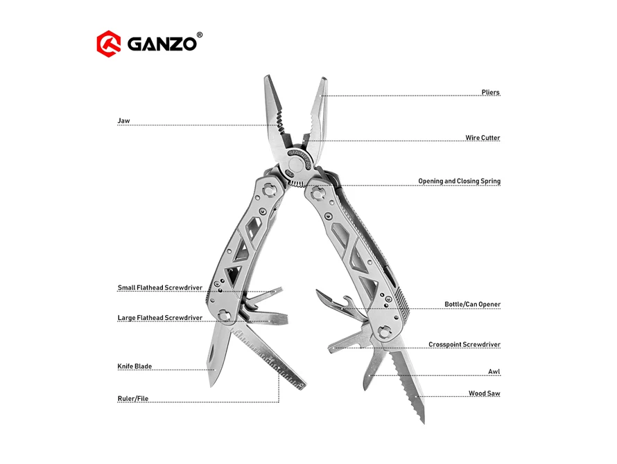 Ganzo G112 EDC 440C мультиинструменты Многофункциональные ножи плоскогубцы складные EDC инструменты для кемпинга многофункциональные складные плоскогубцы отвертка Биты сумка