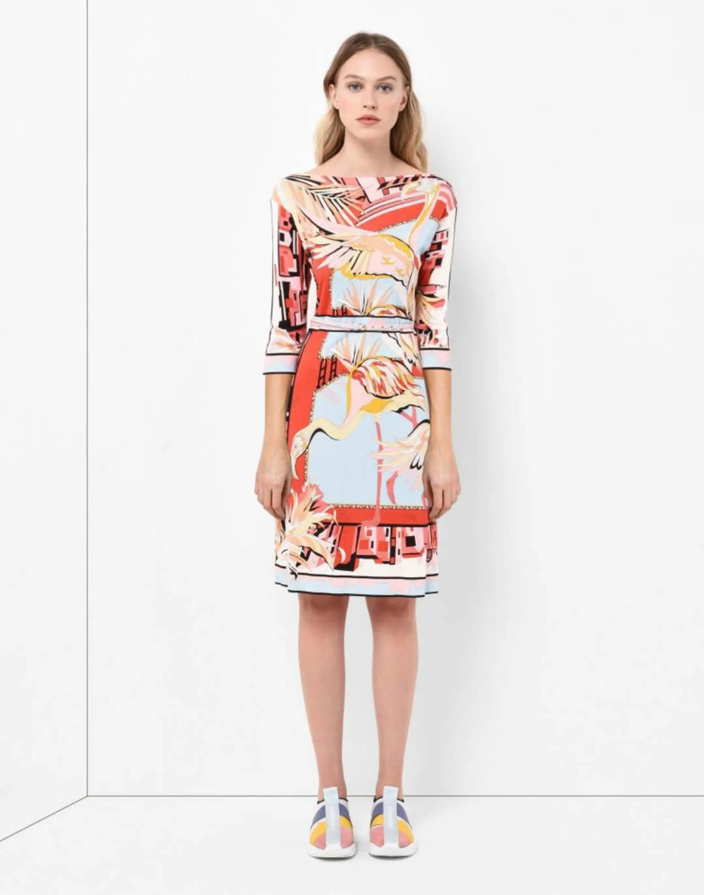 Женское модное платье красивый принт эластичное трикотажное приталенное