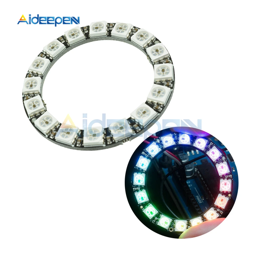 

16 бит WS2812 5050 RGB светодиодное кольцо полноцветный встроенный Дальний свет круглая макетная плата