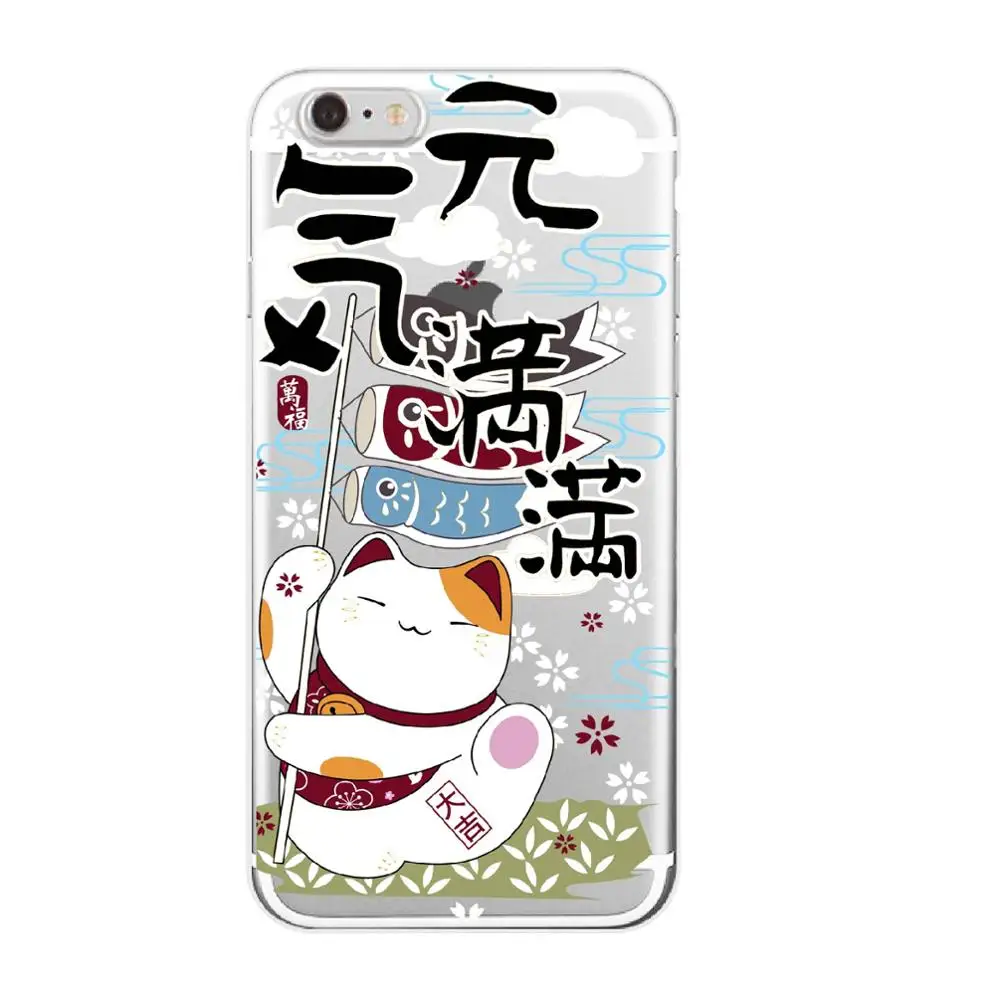 Мягкий прозрачный чехол для телефона iPhone 11 12Pro 5S 6S 7Plus 7 8Plus X XS Max Koi Fish Cherry Blossom Lucky Cat