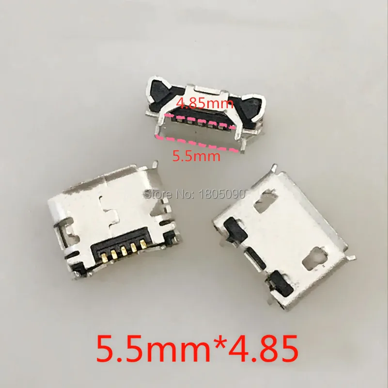 100 шт микро USB 5pin Джек бык рога 5 5*4 85 мм мини usb разъем DIP4 для 8600 мобильного телефона