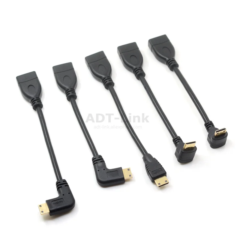 10 см вверх вниз правый левый угловой мини HDMI штекер гнездо кабель для ноутбука ПК