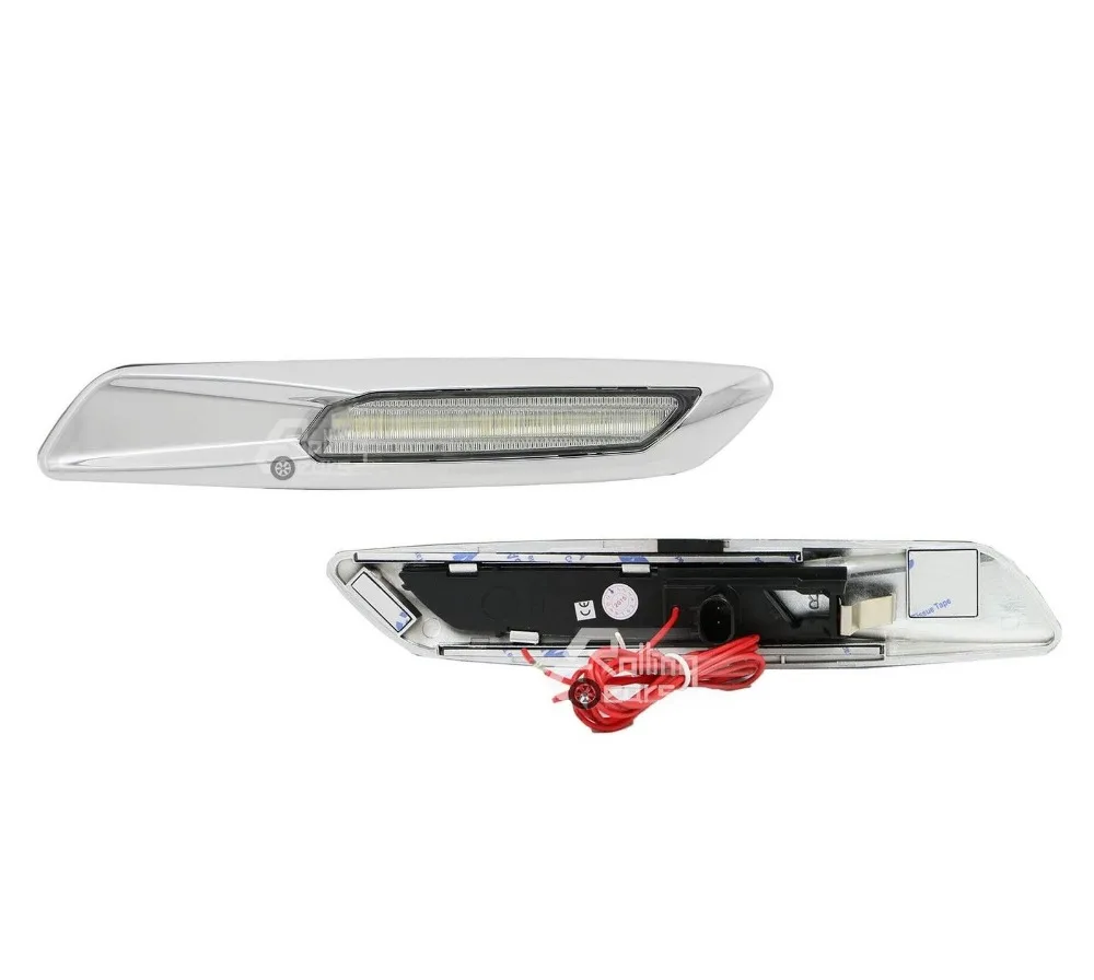 Amber LED Side Marker Lights For BMW E60 E61 E82 E83 E87 E88 E90 E91 Chrome Trim | Автомобили и мотоциклы