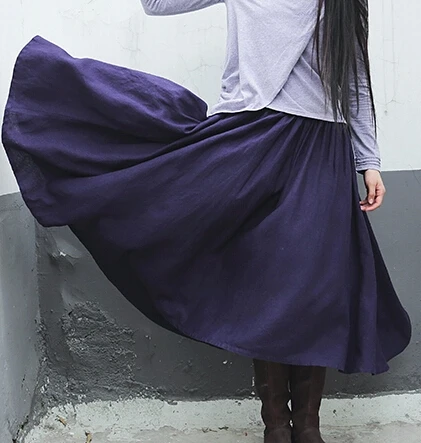 Весна лето 2020 женские повседневные хлопковые юбки длинные льняные Свободные