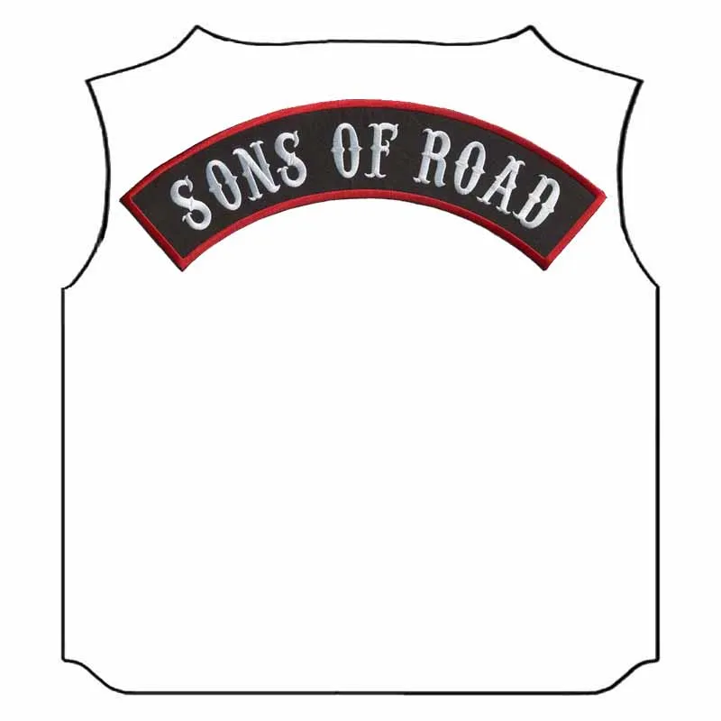 Мотоциклетные байкерские нашивки SONS OF ROAD вышитые термоклейкие для полной спины