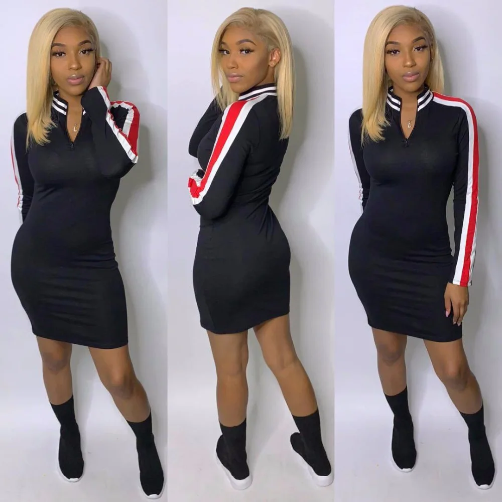 Lonelineccвесеннее модное Повседневное платье в полоску с рукавами | Женская одежда