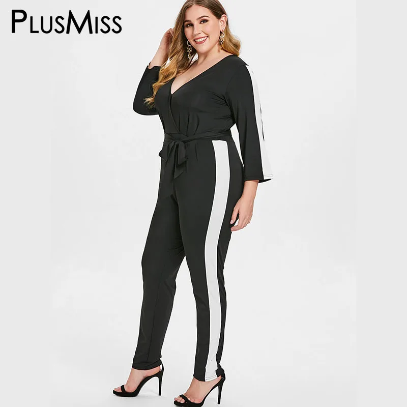 PlusMiss размера плюс XXXXXL элегантные черные длинные брюки комбинезон XXXXL XXXL XXL