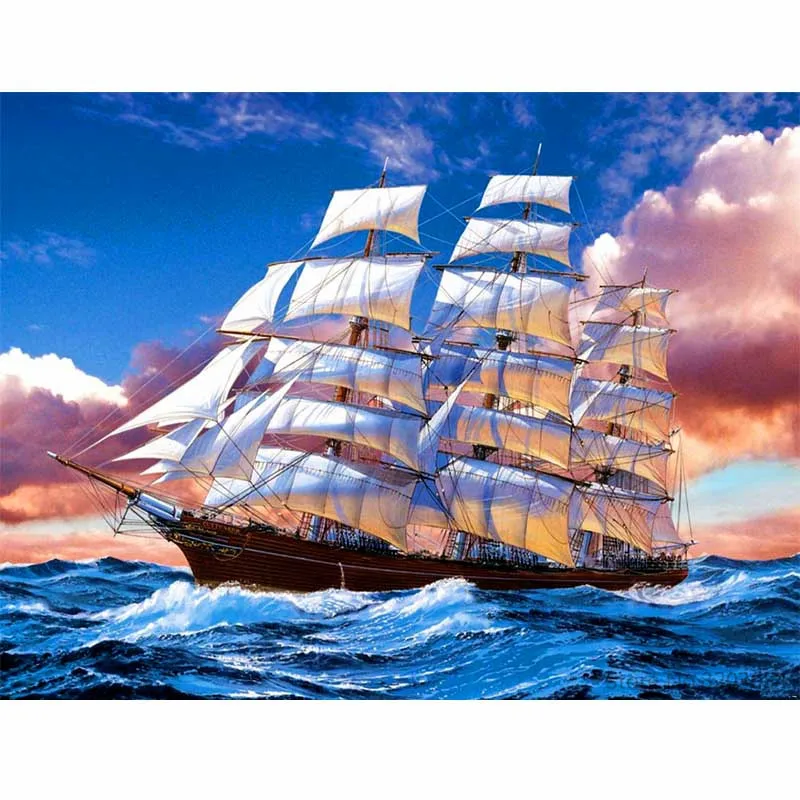 Картина CHUNXIA в рамке сделай сам по номерам морской корабль акриловая живопись
