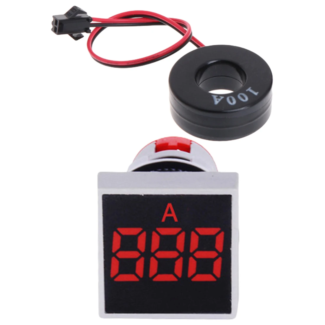 LED Red Цифровой амперметр измеритель тока Светодиодный светильник квадратный сигнальный светильник 22 мм 0-100A - Цвет: LED Red