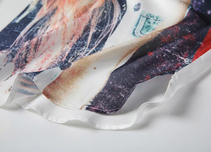 2017 лето Шифон Короткие О-Образным Вырезом Свободные нерегулярные Цифровой