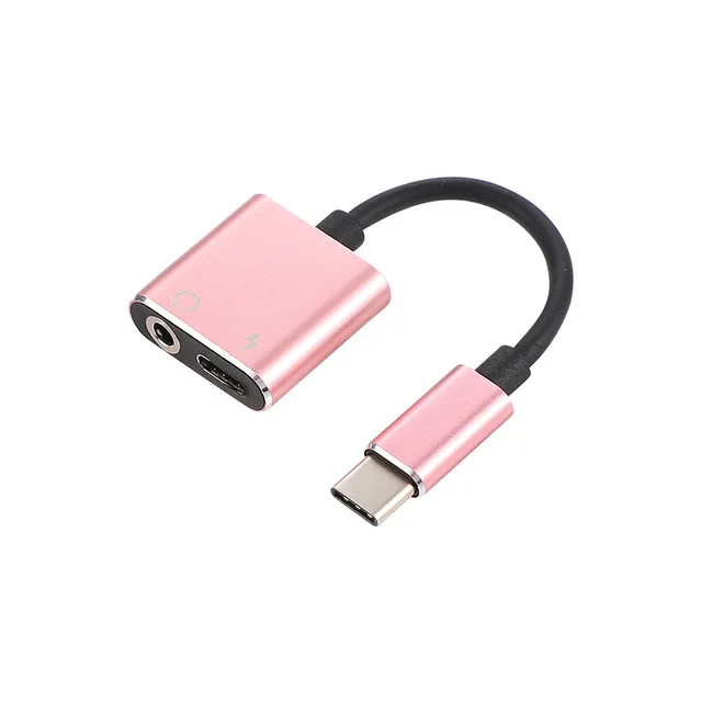Rose Gold Cherie type C до 3,5 мм Aux 2 в 1 USB C адаптер для наушников зарядка USBC аудио адаптер кабель Jack конвертер для samsung Xiaomi - Цвет: Rose Gold