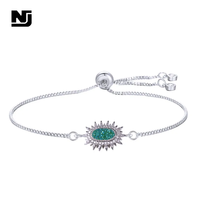 NJ двойной цвет шикарный солнце цветочный браслет со стразами надеюсь браслеты