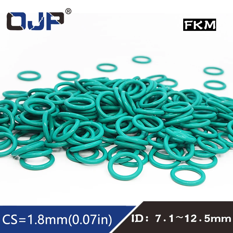 

10 шт./лот фторрезиновое зеленое уплотнительное кольцо FKM CS1.8mm ID7.1/7,5/7,65/8/8.5/8/9/9. 75/25/9.5/10/10.6/11.2/11.8/12.5 мм уплотнительная прокладка