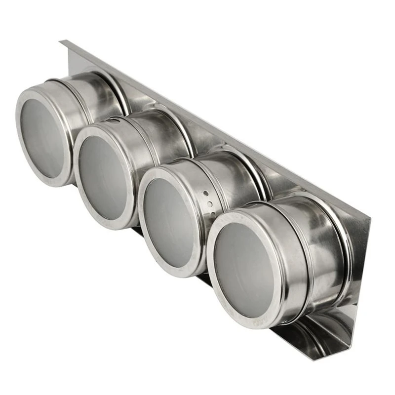 Новых творческих 4 шт. Нержавеющая сталь Магнитная для хранения специй Jar банок