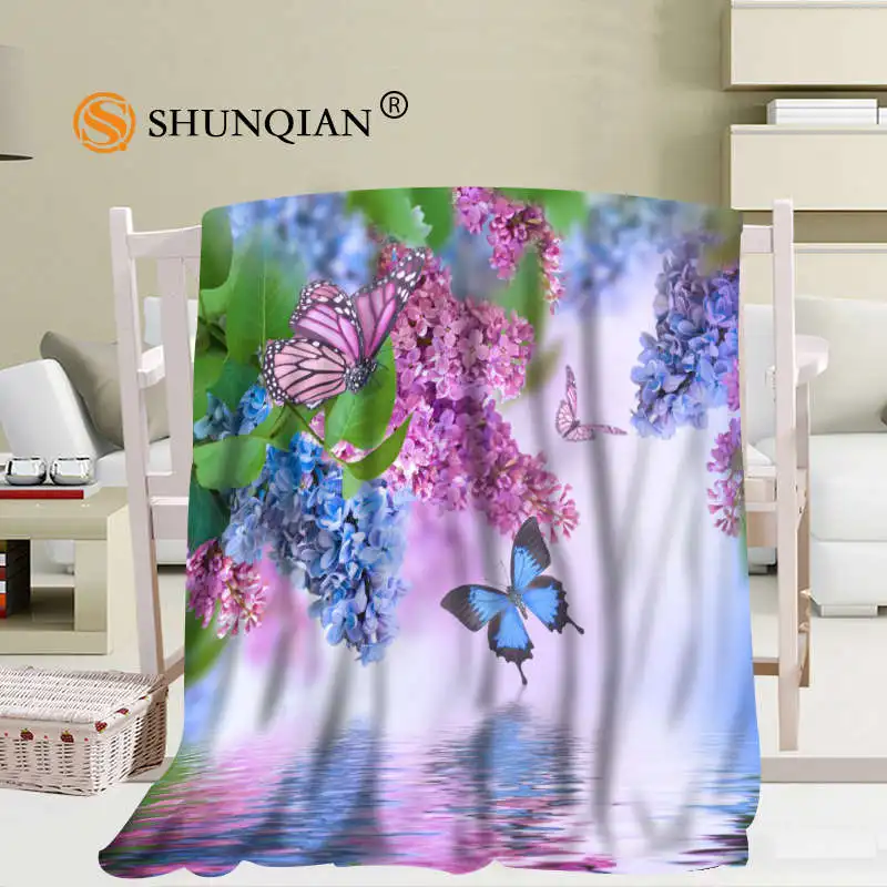 Online Personalizzato Viola Lilla Fiori Coperta Morbida Immagine Fai Da Te Decorazione Camera Da Letto Dimensioni 56x80 Pollici, 50X60Inch,40X50Inch A7.10