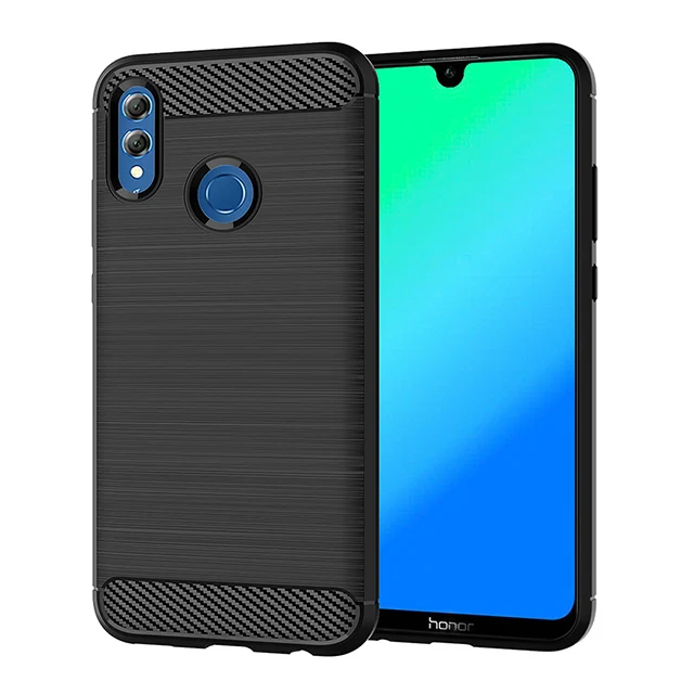 Черный Hadinas Мягкий силиконовый чехол для huawei Honor 10 Lite роскошный углеродный защитный чехол для телефона для Honor 10 Lite легкий тонкий чехлы на хонор 10 лайт - Цвет: Черный