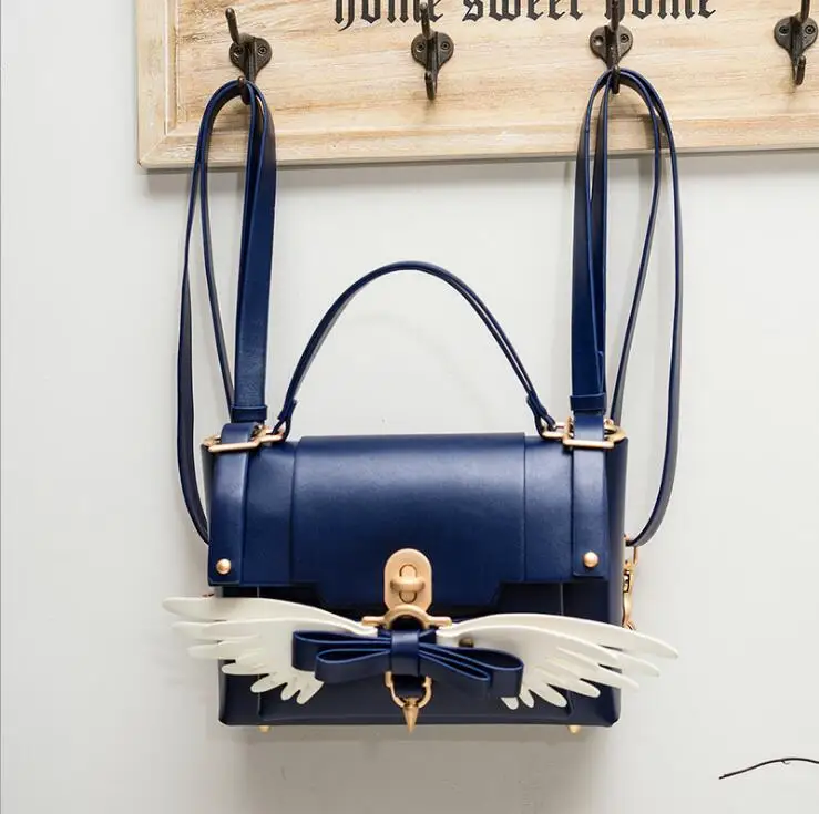 Women Bag Blue Angelatarch, английский стиль, хит, Страус, модный, для офиса, леди, крыло, бант, для женщин, Мультифункциональный, колокольчик, через плечо, рюкзак, сумка, сумки - Цвет: Women Bag Blue