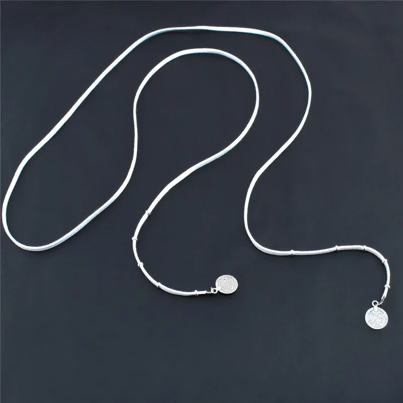 New Black Suede Leather Cord Necklace Fashion Long round Choker Statement Necklaces for Women Collier Bijoux Wholesale | Украшения и