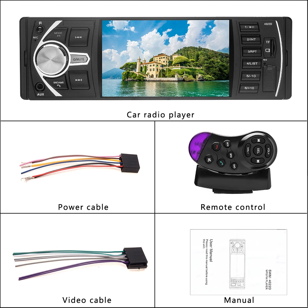 AZGIANT 4inch High Resolution Screen Digital Car Radio Bluetooth 2.0 Hand Free Call Support Rear View Camera FM Remote Control | Автомобили