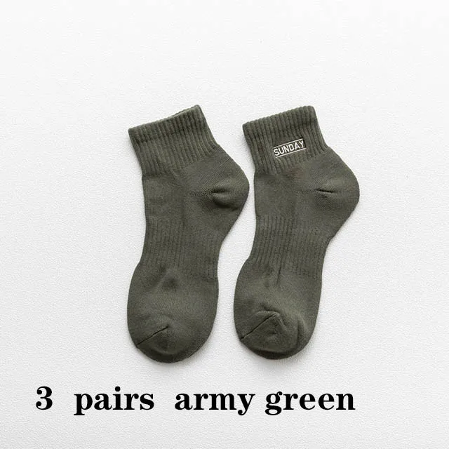 3 pairs army green Стиль, мужские спортивные носки, чёсаный хлопок, сплошной цвет, махровые носки, Повседневная Уличная одежда, крутая неделя, носки для мужчин, размер: EU39-44 - Цвет: 3 pairs army green