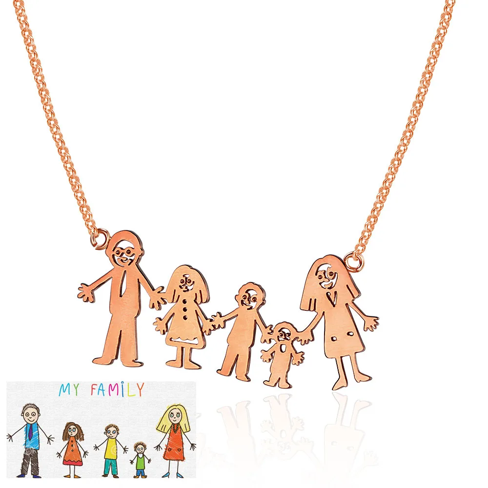 DIY 5 членов любящее семейное ожерелье с рисунком персонализированное из