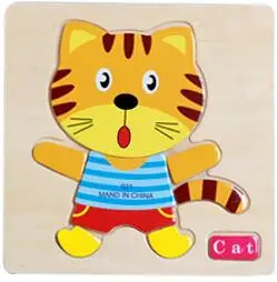 cat Монтессори метод животных деревянные головоломки мультфильм Tangram животные детские игрушки ребенок раннего образования игрушки головоломки доска - Цвет: cat