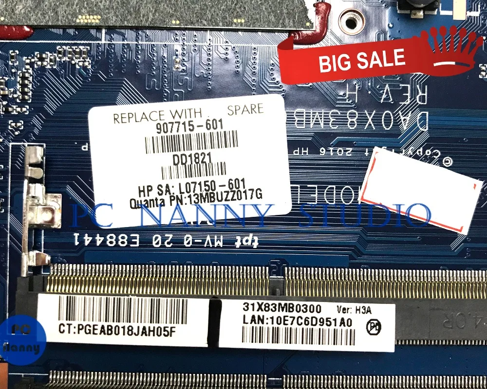 PC Няня для hp Probook 470 450 G4 Материнская плата ноутбука 907715-601 907715-001 аккумулятор большой емкости i7-7500U DA0X83MB6H0 DDR4 тестирование
