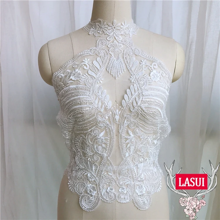 Роскошный белый небольшой жемчуг LASUI 38*47 см + вышивка блестками шнур с цветами