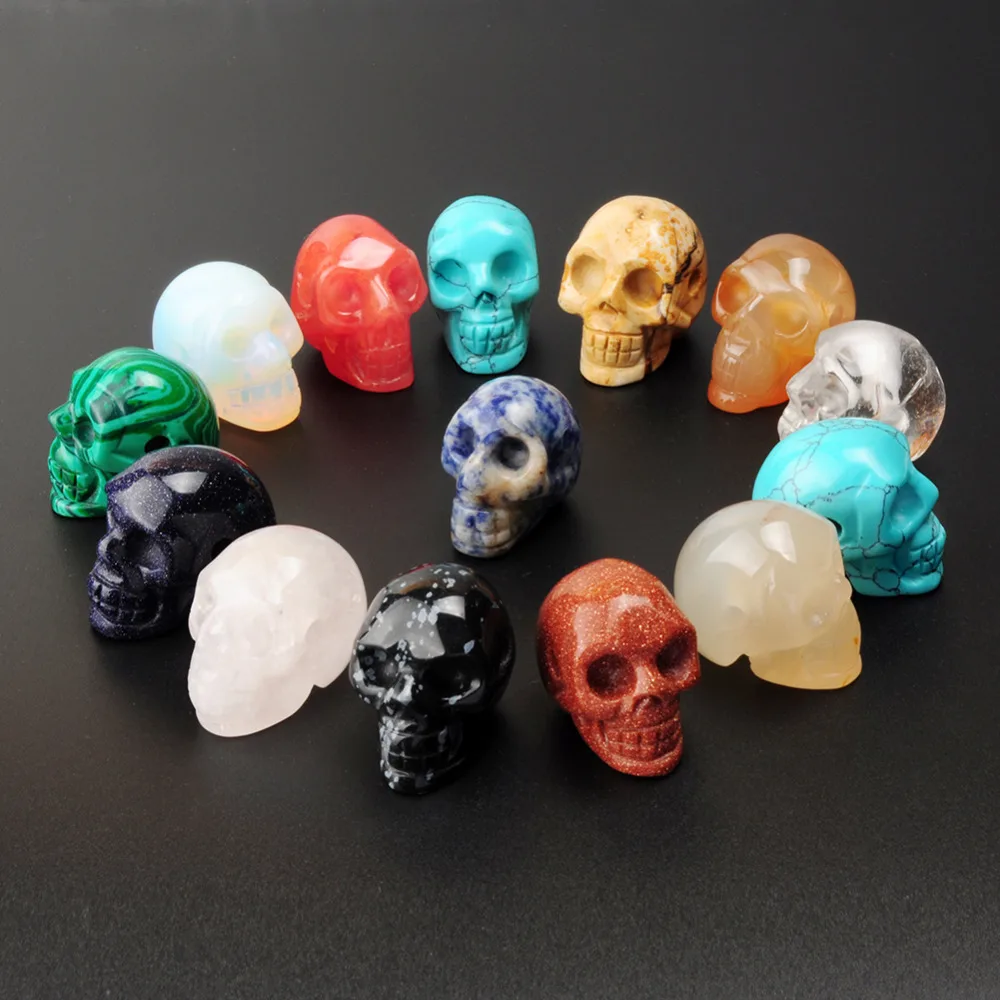 

Wholesale New2016 High Quality Natural Stone Skull Pendants Beads Fit DIY Neckace Making Skeleton Beads 6pcs/lot