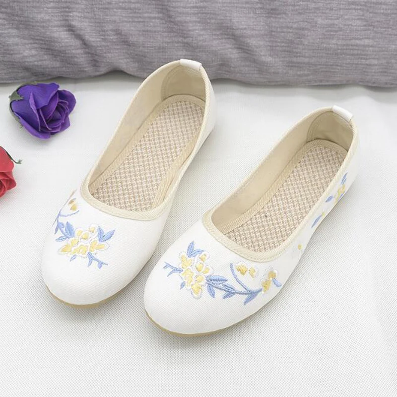 Women shoes new old Beijing cloth breathable cotton linen embroidery single non-slip national wind flat mm392 | Обувь