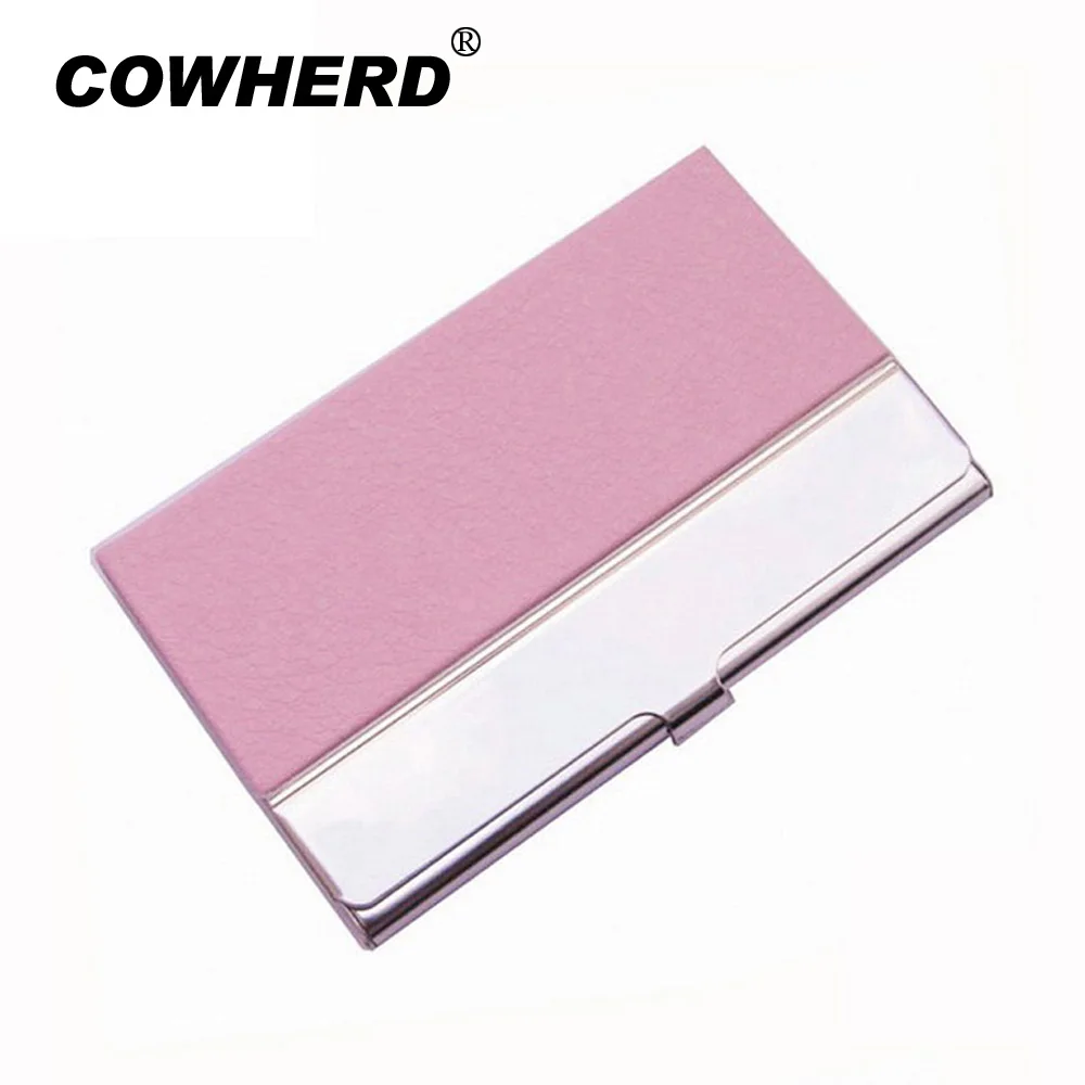 

2020 New Arrival Christmas Buiness Promotion Gift Unisex Stainless Steel&Pu Leather Credit ID Name Card Holder Case Box TNCH031